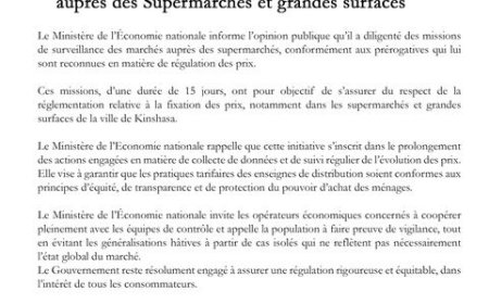Fixation des prix : le ministre de l’Économie lance une mission de contrôle supermarchés et grandes surfaces
