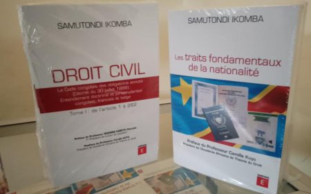 RDC : Samutondi Ikomba explore les traits fondamentaux de la nationalité et le Code civil des obligations annoté dans deux nouveaux ouvrages